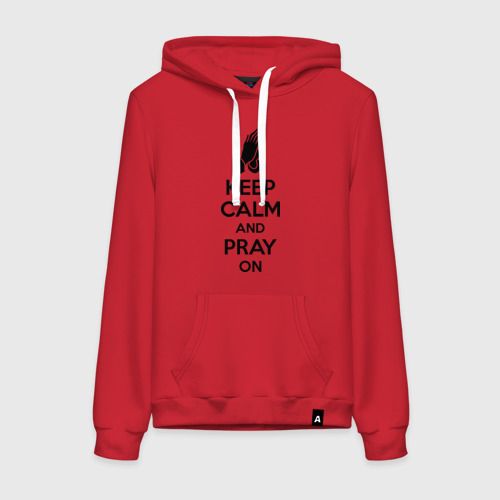 Женская толстовка хлопок Keep calm and pray on, цвет красный