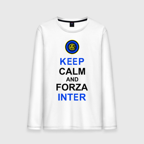 Мужской лонгслив хлопок keep calm and forza Inter, цвет белый