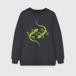 Женский свитшот oversize без начеса хлопок Ящерицы