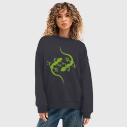 Женский свитшот oversize без начеса хлопок Ящерицы - фото 2