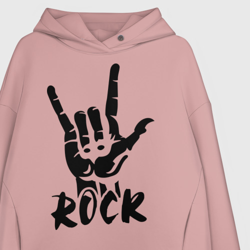 Женское худи Oversize хлопок Рок Rock, цвет пыльно-розовый - фото 3