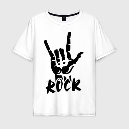 Мужская футболка хлопок Oversize Рок Rock, цвет белый
