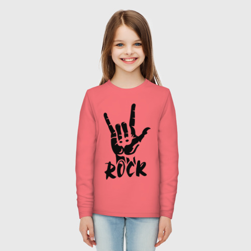 Детский лонгслив хлопок Рок Rock, цвет коралловый - фото 5