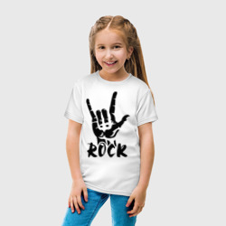 Футболка с принтом Рок Rock для ребенка, вид на модели спереди №3. Цвет основы: белый