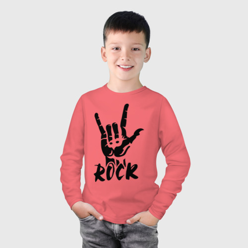 Детский лонгслив хлопок Рок Rock, цвет коралловый - фото 3