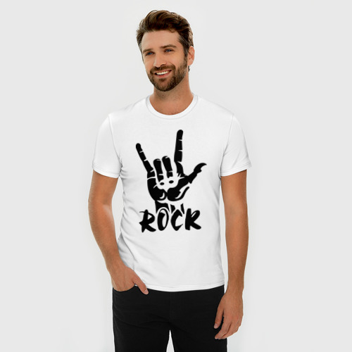Мужская футболка хлопок Slim Рок (Rock), цвет белый - фото 3