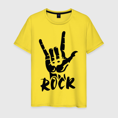 Мужская футболка хлопок Рок Rock, цвет желтый