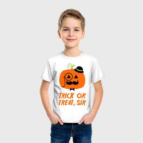 Детская футболка хлопок Trick or treat, цвет белый - фото 3