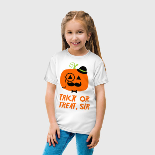 Детская футболка хлопок Trick or treat, цвет белый - фото 5