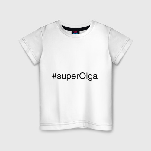 Детская футболка хлопок #superOlga, цвет белый