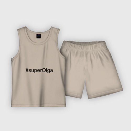 Детская пижама с шортами хлопок #superOlga, цвет миндальный