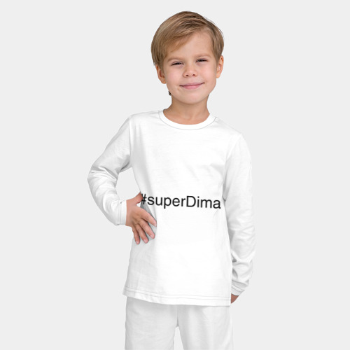 Детская пижама с лонгсливом хлопок #superDima, цвет белый - фото 3