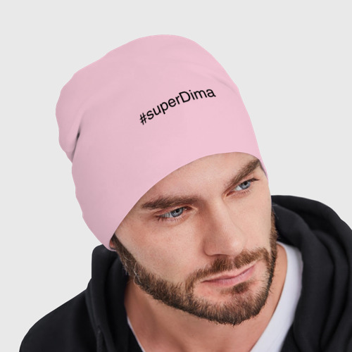 Мужская шапка демисезонная #superDima, цвет светло-розовый - фото 3