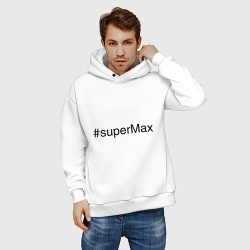 Мужское худи Oversize хлопок #superMax, цвет белый - фото 3