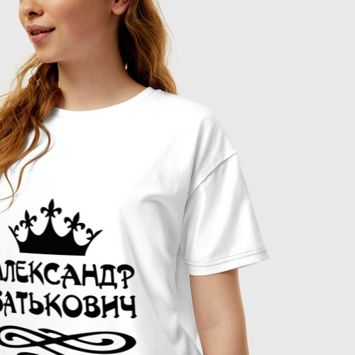 Женская футболка хлопок Oversize Александр Батькович, цвет белый - фото 3