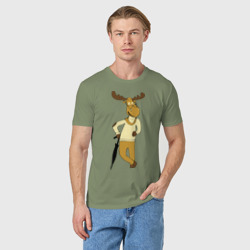 Мужская футболка хлопок Олень с зонтом - фото 2