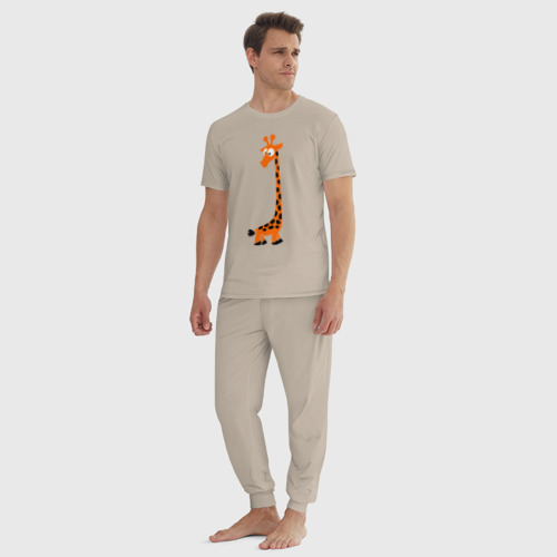 Мужская пижама хлопок Жирафик, цвет миндальный - фото 5