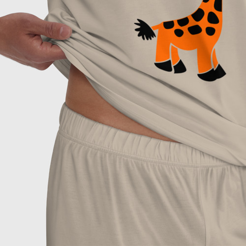 Мужская пижама хлопок Жирафик, цвет миндальный - фото 6