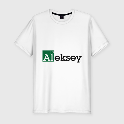 Мужская футболка приталенная из хлопка с принтом Aleksey, вид спереди №1