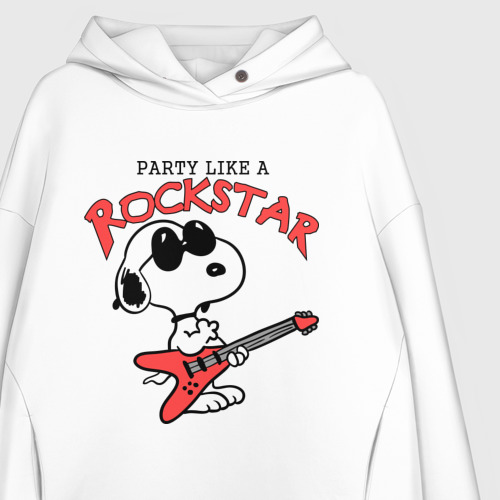 Женское худи Oversize хлопок Snoopy Rockstar, цвет белый - фото 3