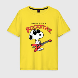 Мужская футболка хлопок Oversize Snoopy Rockstar