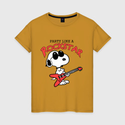 Женская футболка хлопок Snoopy Rockstar