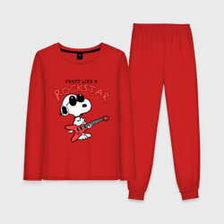 Женская пижама с лонгсливом хлопок Snoopy Rockstar