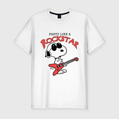 Мужская футболка хлопок Slim Snoopy Rockstar