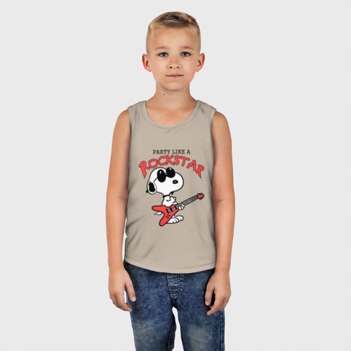 Детская майка хлопок Snoopy Rockstar, цвет миндальный - фото 5