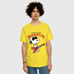 Мужская футболка хлопок Oversize Snoopy Rockstar - фото 2