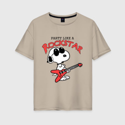 Женская футболка хлопок Oversize Snoopy Rockstar