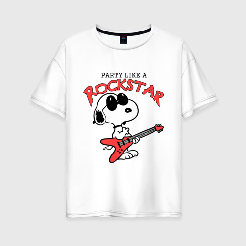 Женская футболка хлопок Oversize Snoopy Rockstar