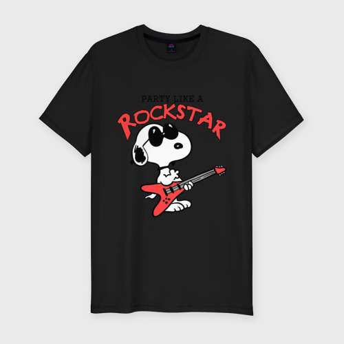 Мужская футболка хлопок Slim Snoopy Rockstar, цвет черный