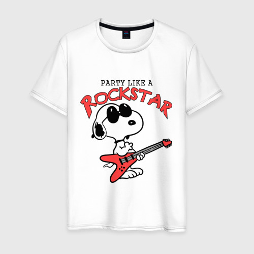 Мужская футболка хлопок Snoopy Rockstar, цвет белый