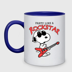 Кружка двухцветная Snoopy Rockstar