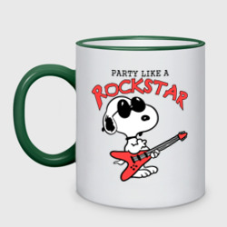 Кружка двухцветная Snoopy Rockstar