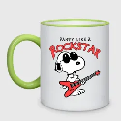 Кружка двухцветная Snoopy Rockstar