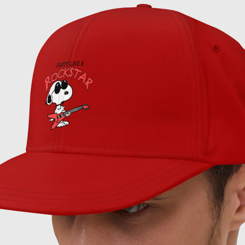 Кепка снепбек с прямым козырьком Snoopy Rockstar, цвет красный