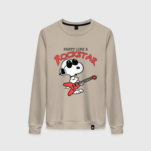 Женский свитшот хлопок Snoopy Rockstar, цвет миндальный