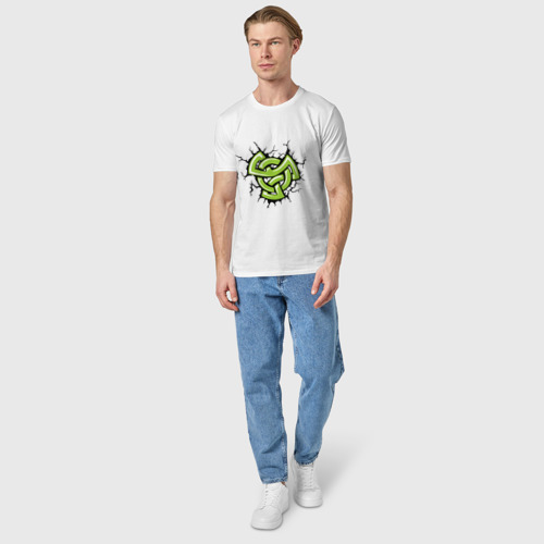 Мужская футболка хлопок Кельтский рисунок в трещинах, цвет белый - фото 5