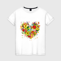 Женская футболка хлопок Сердце из полевых цветов