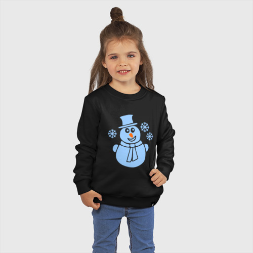 Детский свитшот хлопок Веселый снеговичек, цвет черный - фото 3