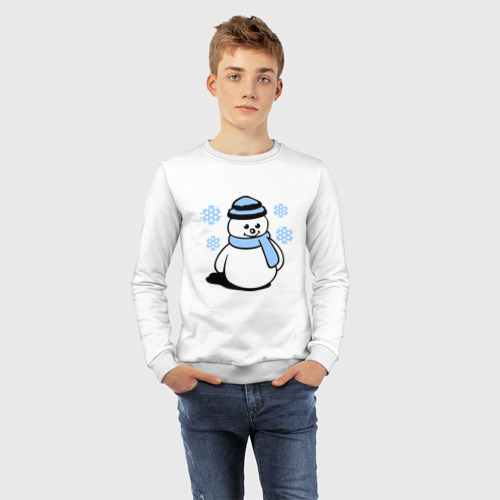 Детский свитшот хлопок Снеговик, цвет белый - фото 7