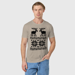 Мужская футболка хлопок Свитер с оленями - фото 2