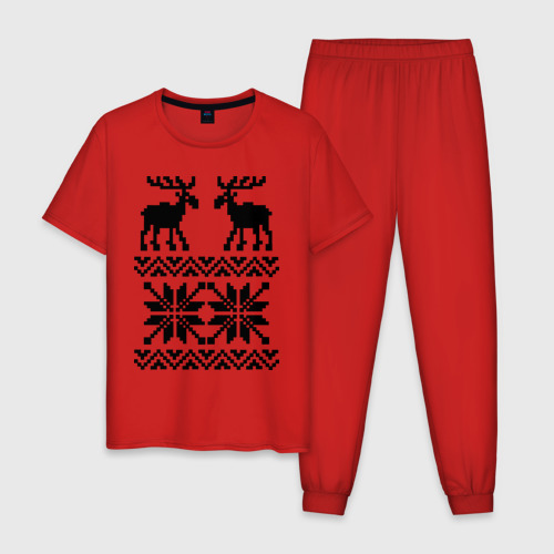 Мужская пижама хлопок с принтом Свитер с оленями, вид спереди #2