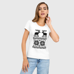 Женская футболка хлопок Slim Свитер с оленями - фото 2