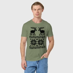Мужская футболка хлопок Свитер с оленями - фото 2