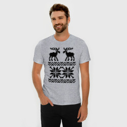 Мужская футболка хлопок Slim Свитер с оленями - фото 2