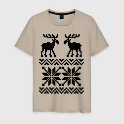 Мужская футболка хлопок Свитер с оленями