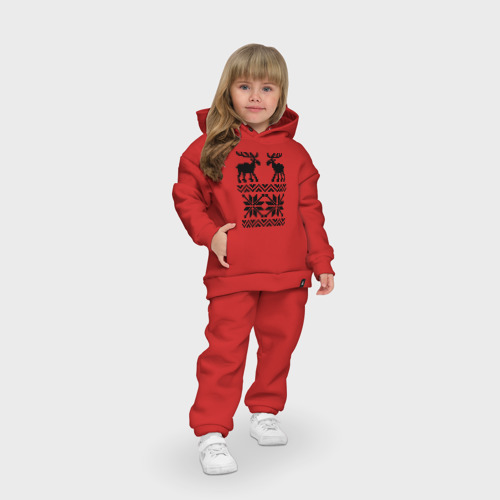 Детский костюм хлопок Oversize Свитер с оленями, цвет красный - фото 7